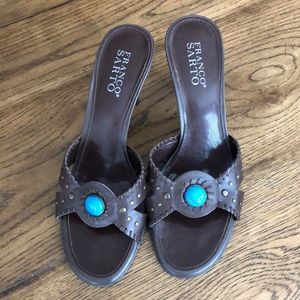 Franco Sarta Brown Slip On Sandals